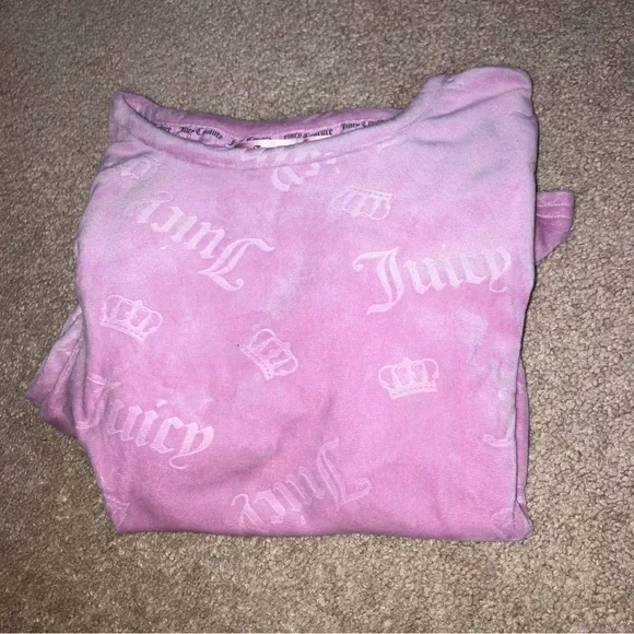 Juicy Couture Velour-Look Embossed Pajama Set - Shorts and Short Sleeved Shirt - Picture 7 of 7